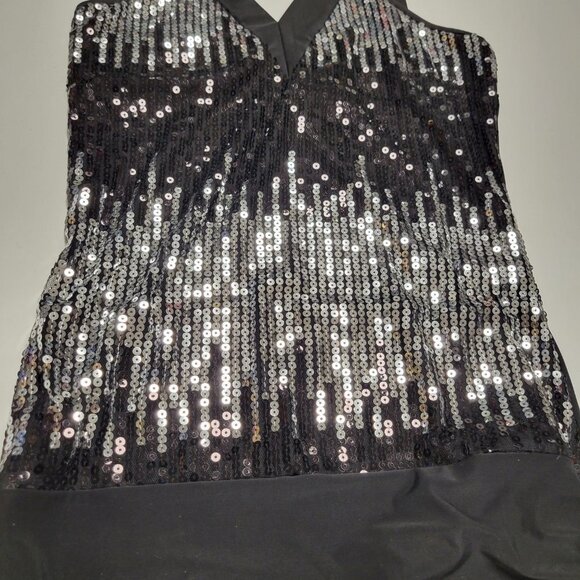 Sequin Sparkly Black and Silver Halter Strap Sexy Dress- Size L - Picture 4 of 15